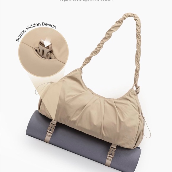 Neutral Tan Ruched Shoulder Bag - Picture 6 of 8